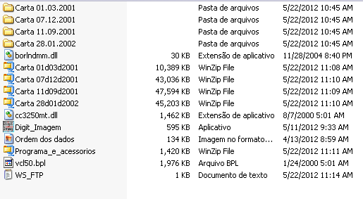 Organização dos dados em diretório e os dados Zipados